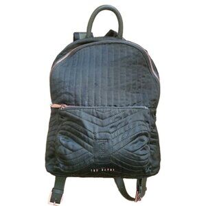 Ted Baker Backpack Akija Satin Quilted Bow Large Rose Gold Hardware Dark Green